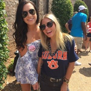 Long sleeve whit and blue romper